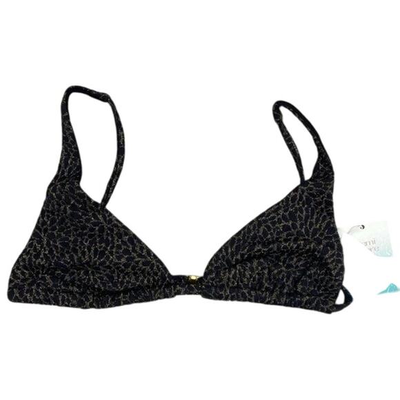 NWT Andie Swim X Demi Moore The Tropez Triangle Bikini Top S Black Gold #3326 - Picture 13 of 14